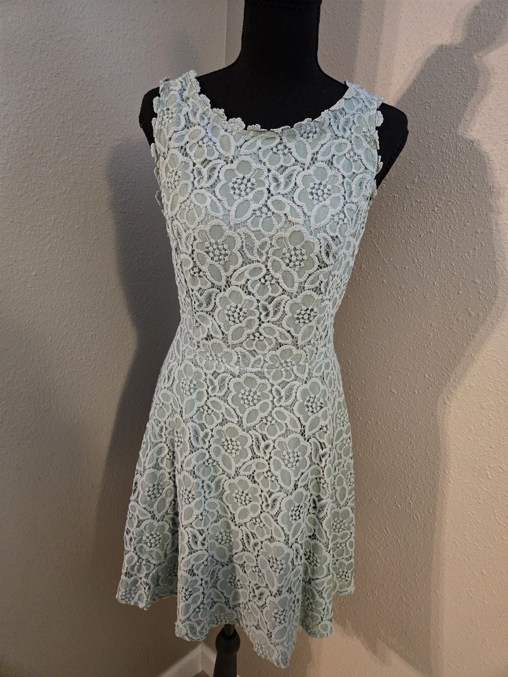 Sleeveless Mint Lace Fit & Flare Dress